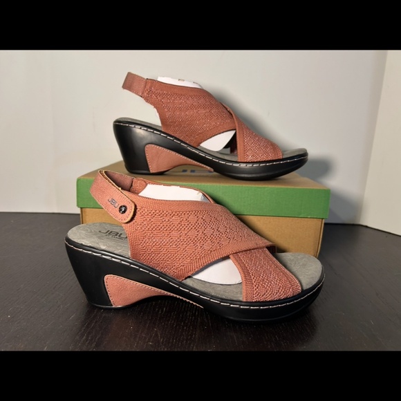 JBU By Jambu Alyssa Shimmer Knit Wedge Heel Sandal Shoes Rose Shimmer Womans 10M - Picture 2 of 16